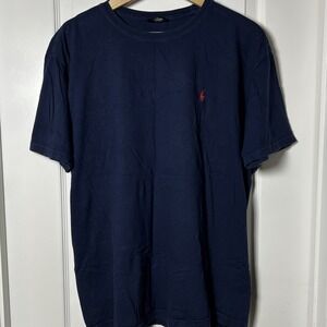 Polo by Ralph Lauren Vintage 100% Cotton Navy Blue Embroidered Pony Logo T-Shirt